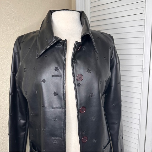 Faux Leather Necessary Objects Flower Accent Jacket - Picture 2 of 10